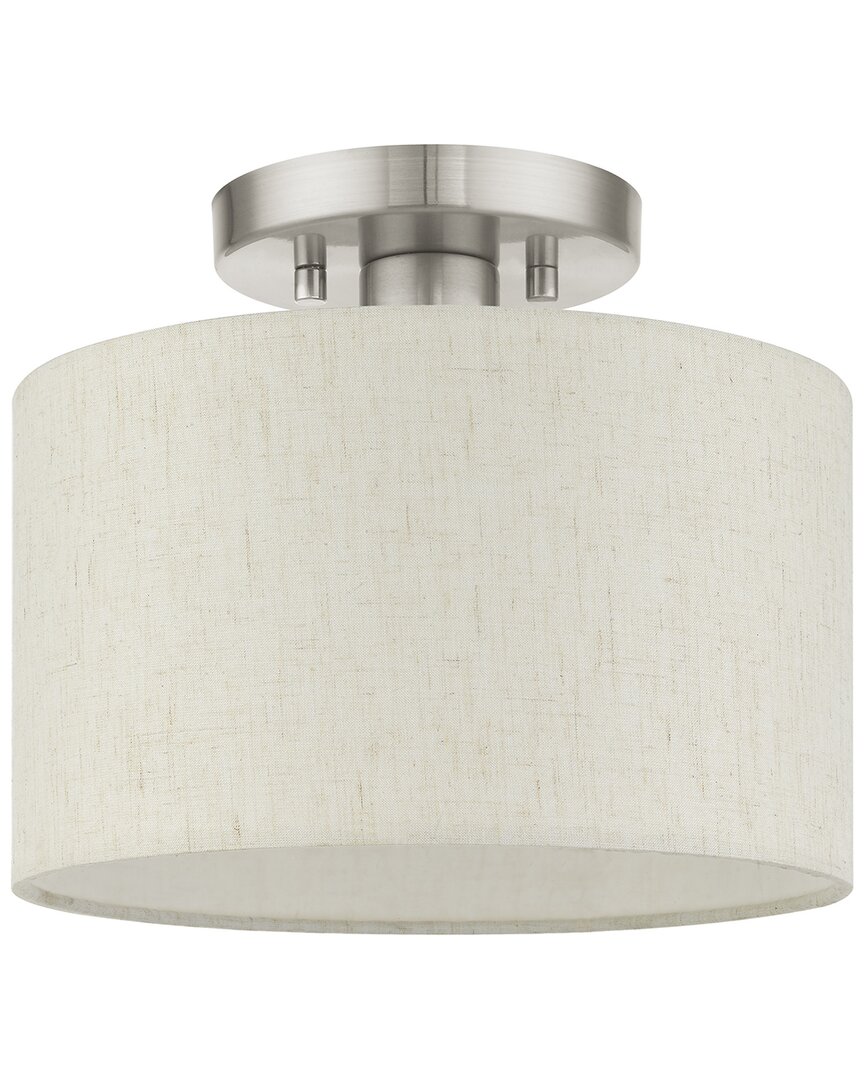 Livex Lighting 1 Light Brushed Nickel Semi Flush