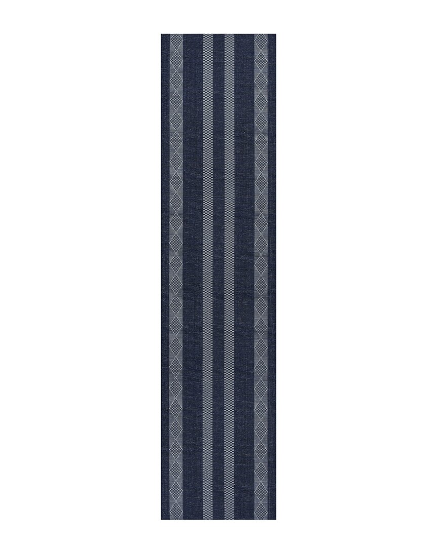 Jonathan Y Designs Nautisk Trellis Stripe Machine-washable Rug In Navy