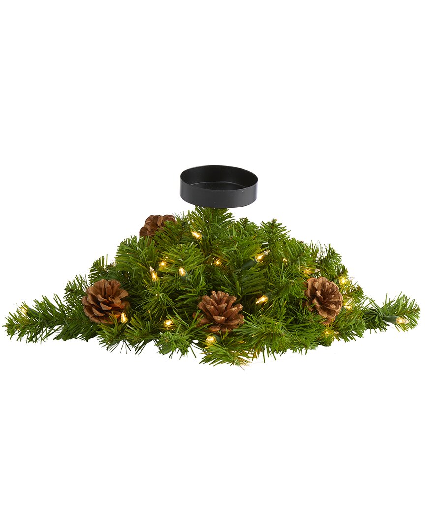 Nearly Natural 16in Christmas Pine Candelabrum In Green