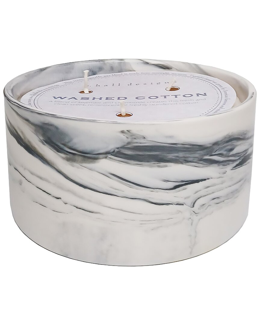 K. Hall Designs Washed Cotton Marble Candle In Multi