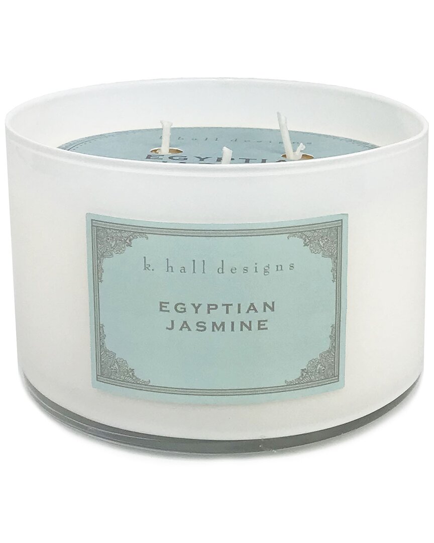 K. Hall Designs Egyptian Jasmine White Glass Candle