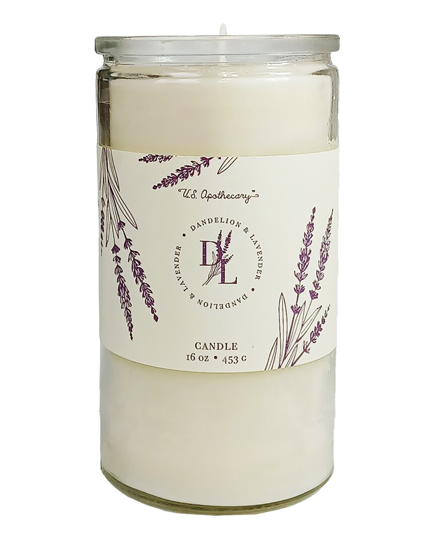 U.s. Apothecary Dandelion & Lavender Natural Wax Candle In Clear