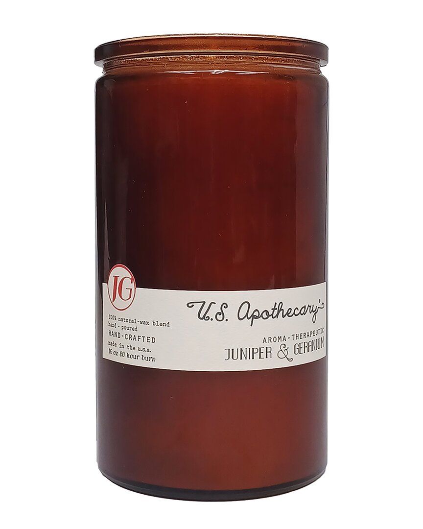 U.s. Apothecary Juniper & Geranium Natural Wax Candle In Brown