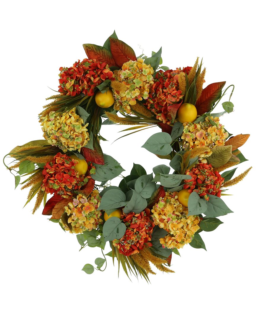 CREATIVE DISPLAYS CREATIVE DISPLAYS 25IN HYDRANGEA AND IVY FALL WREATH WITH LEMONS