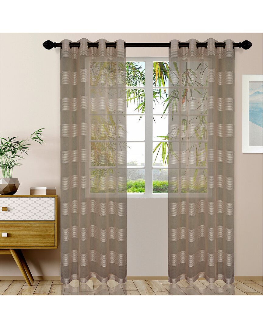 Superior Dalisto Rope Textured Sheer Curtains With Grommet Top Header In Ecru