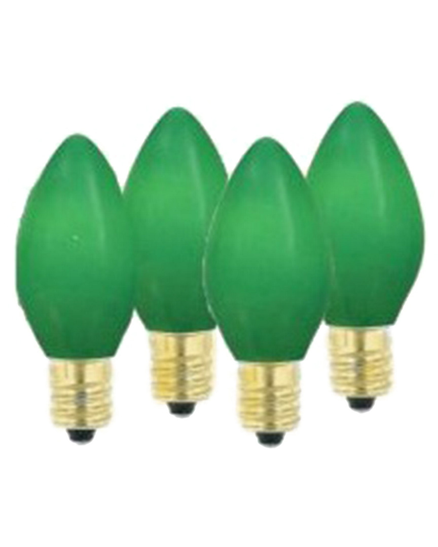 Northlight Discontinued Pack Of 4 Opaque Green C9 Christmas Replacement Bulbs