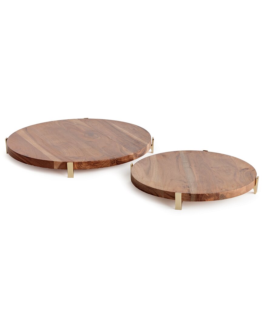 Napa Home & Garden Set Of 2 Cherie Round Serving Boards In Brown