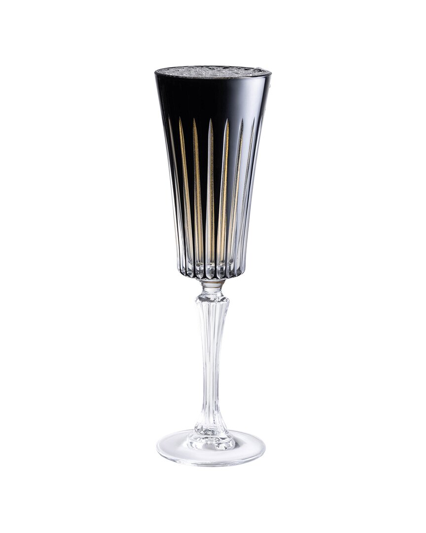 Barski Set Of 6 Colored Champagne Flutes Glasses In Black