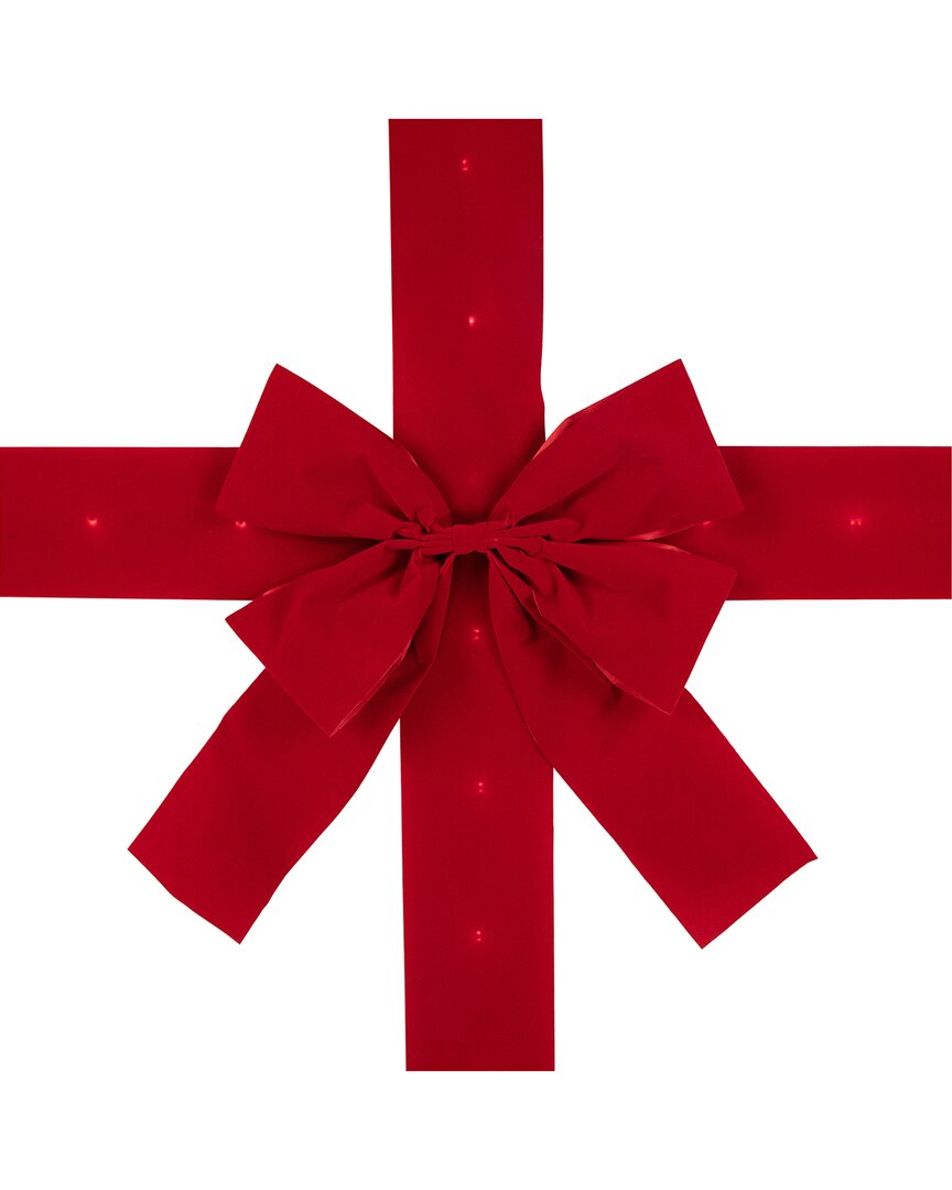 Northlight 14ft Pre-lit Battery Operated Red Velvet Christmas Bows In Red