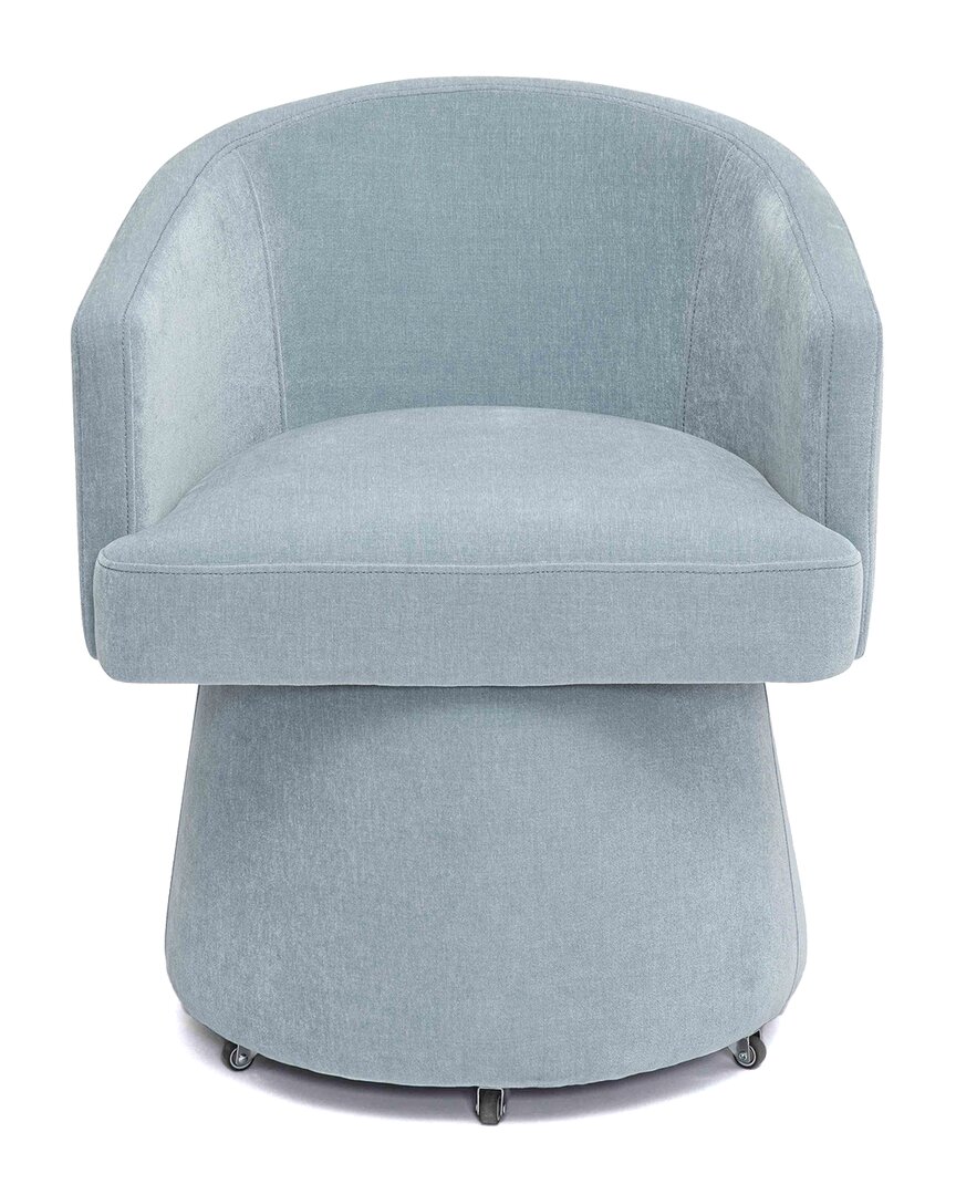 Tov Furniture Kristen Faded Upcycled Chenille Rolling Desk Chair In Blue