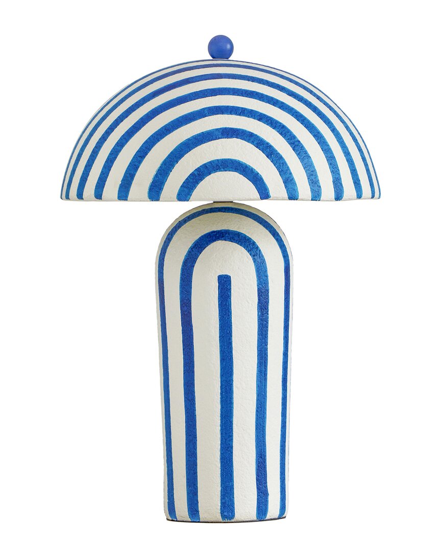 Tov Furniture Maiori Striped Papier Mache Table Lamp In Blue