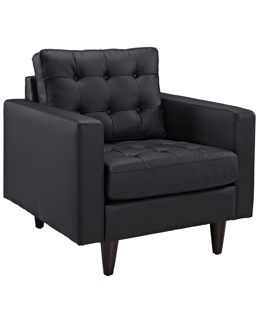 Shop Modway Empress Bonded Leather Armchair In Black