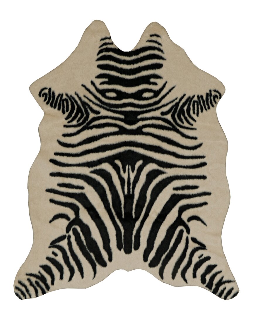 Linon Mini Zebra Design Area Rug In Ivory