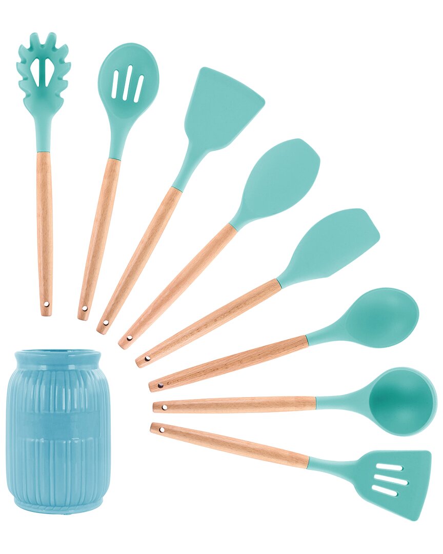 Megachef 9pc Silicone & Wood Cooking Utensils Set