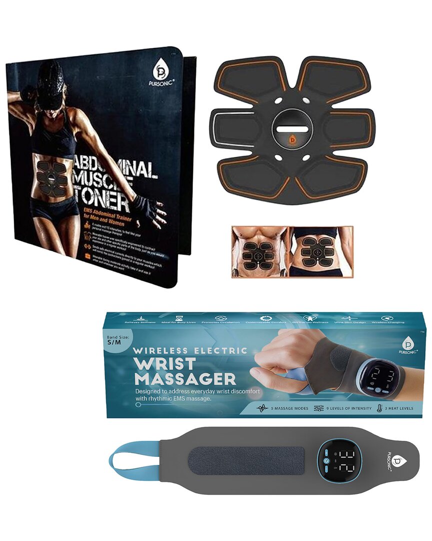 Pursonic Electric Massager Wrist Guard & Ems Abdominal Muscle Toner In Multi