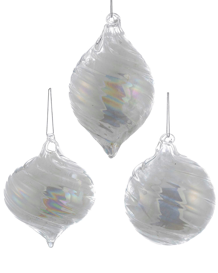 Shop Kurt Adler 90mm Glass Pearl Ball, Onion & Finial Christmas Ornaments In Multicolor