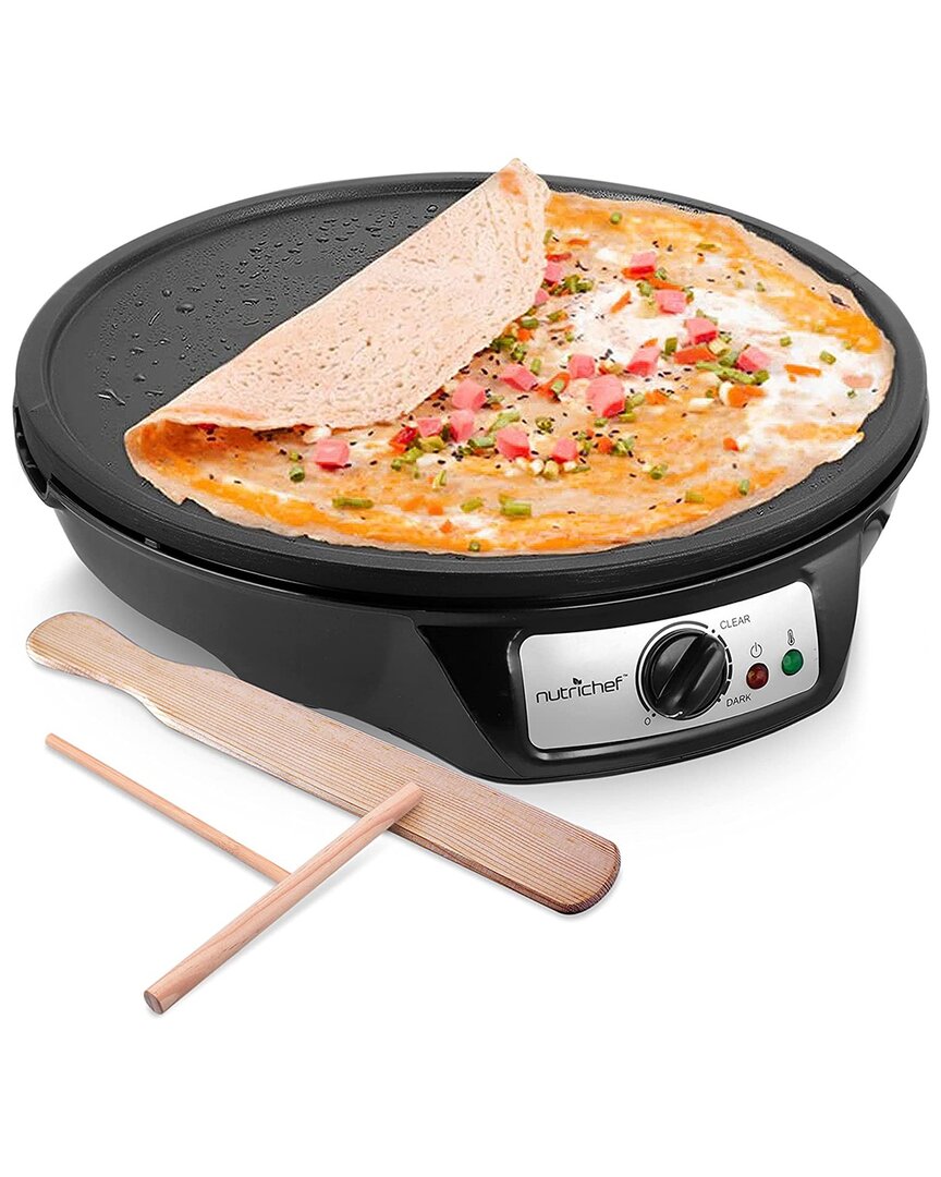 Nutrichef Crepe Maker With Detachable Plate In Black