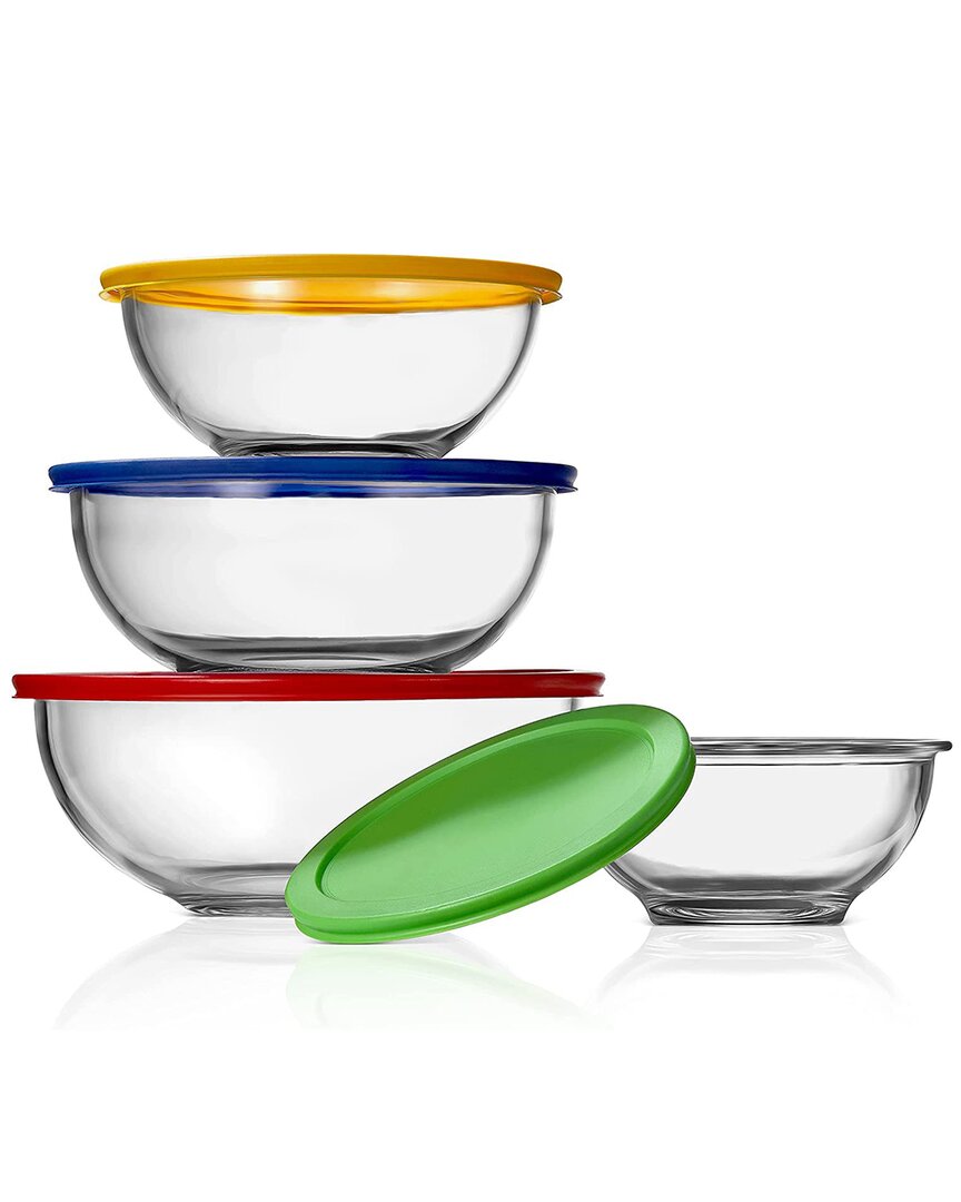 Nutrichef Multi 4pc Glass Mixing Bowls Set With Lids