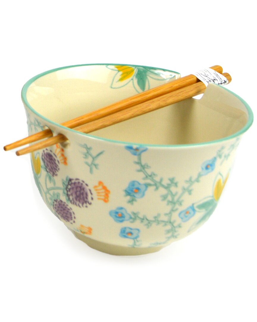 Euro Ceramica Ella Ramen Bowl Set With Chopsticks In Turquoise