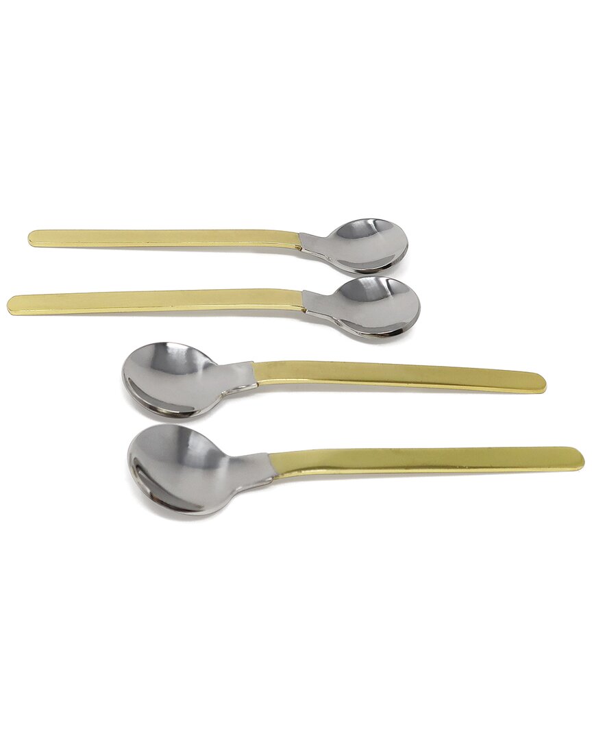 Vivience Set Of 4 Dessert Spoons/forks In Gold