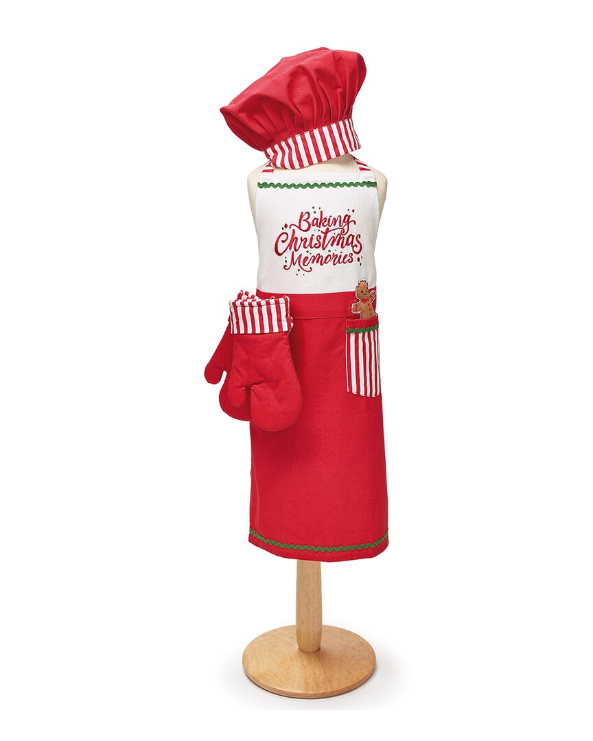 Burton & Burton Burton + Burton Set Of 2 Child Size Apron Baking Christmas Memories In Red