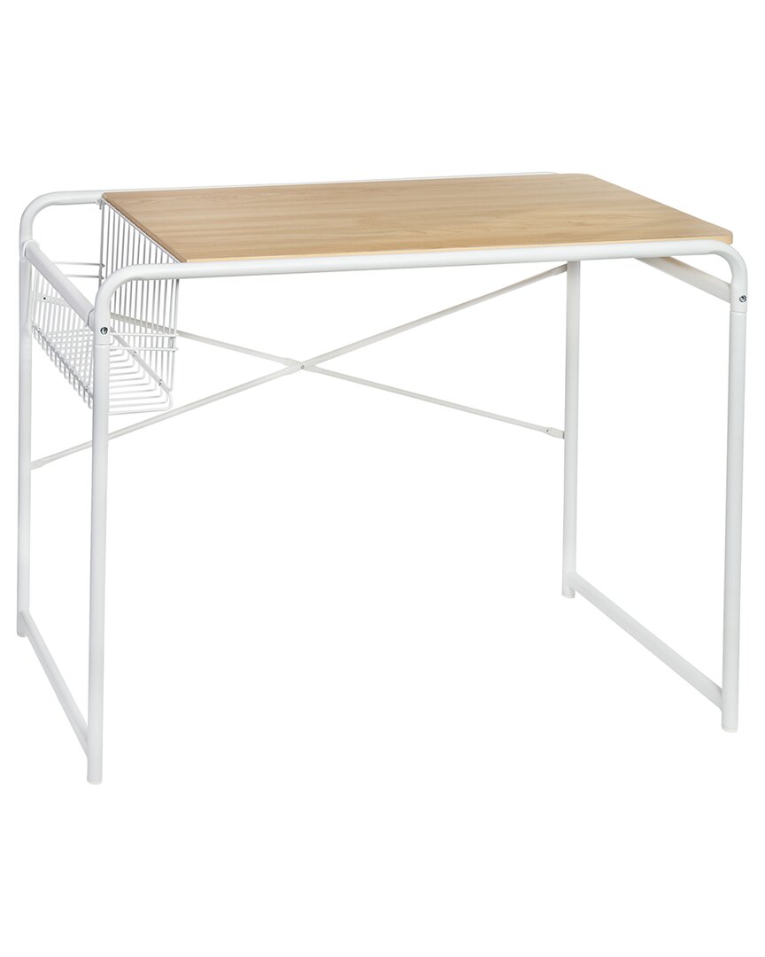 Honey-can-do Home Office Computer Desk With Side Basket In White