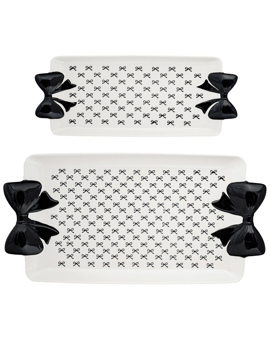 10 Strawberry Street Black Bow Serving Tray Set O In White