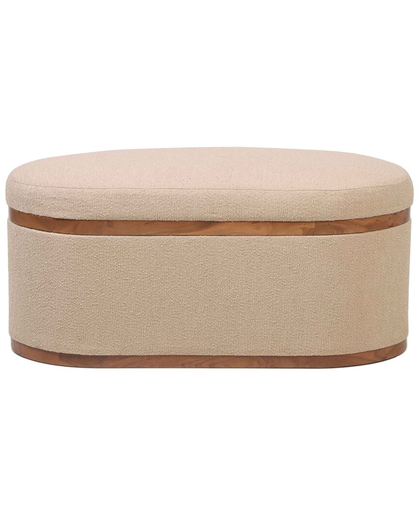 Tov Furniture Olivier Boucle Oval Storage Ottoman In Ivory