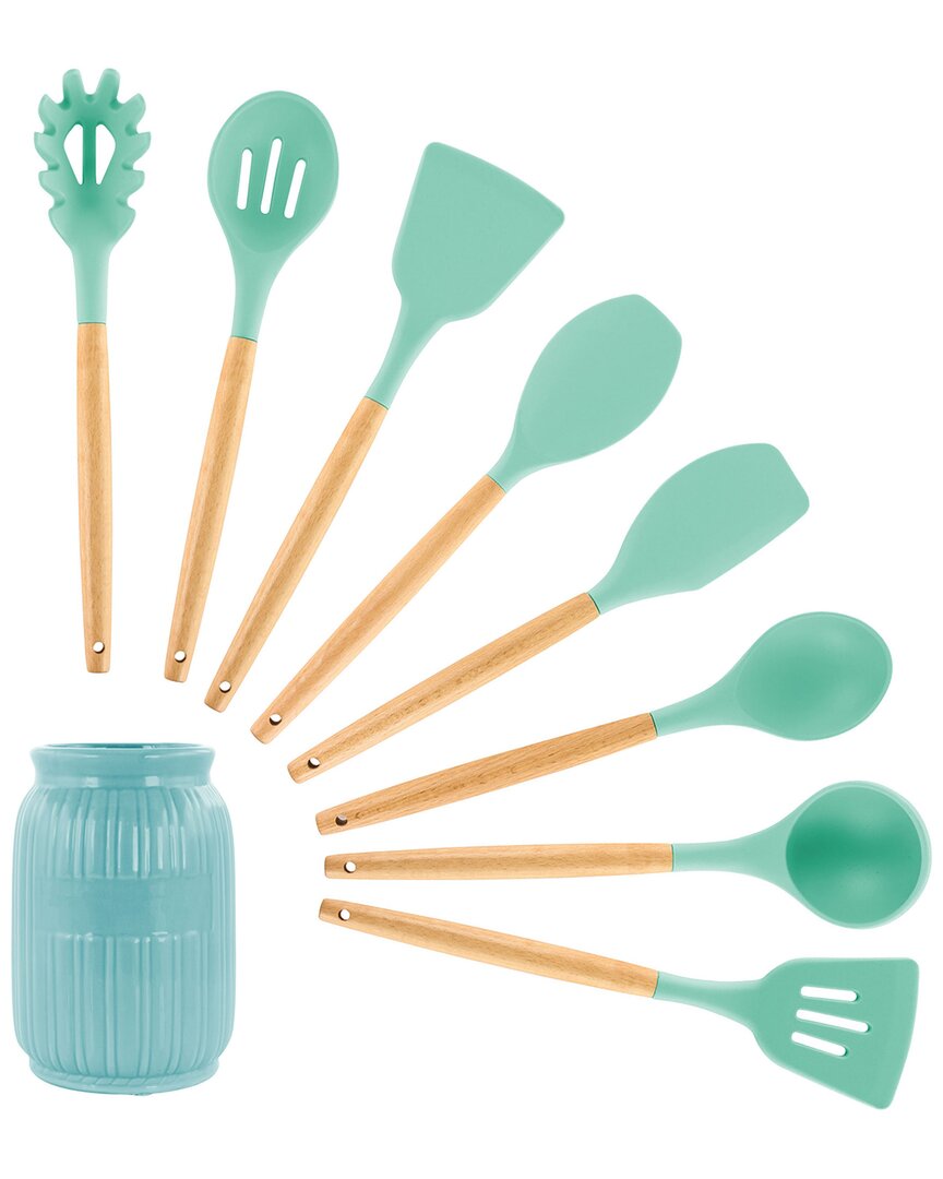 Megachef 9pc Silicone & Wood Cooking Utensils Set