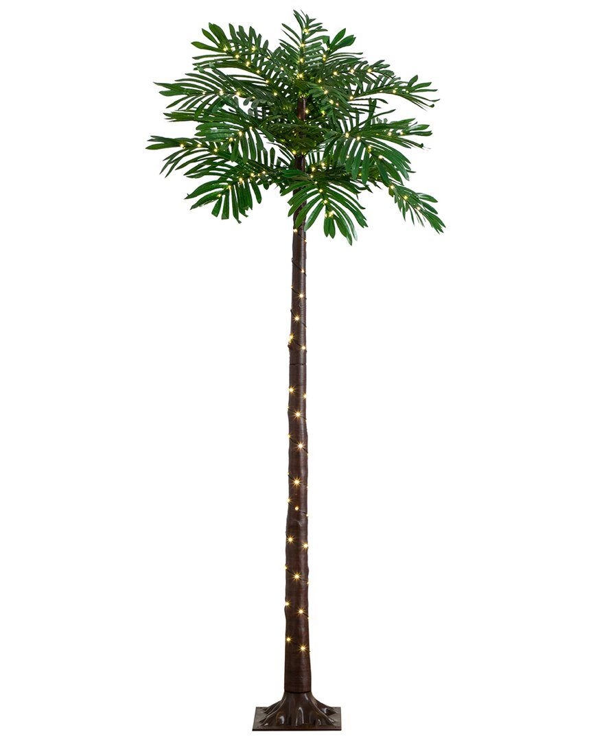Shop Nearly Natural 6ft Uv-resistant Lighted Artificial Palm Tree With 206 Warm White Led Lights (indoor