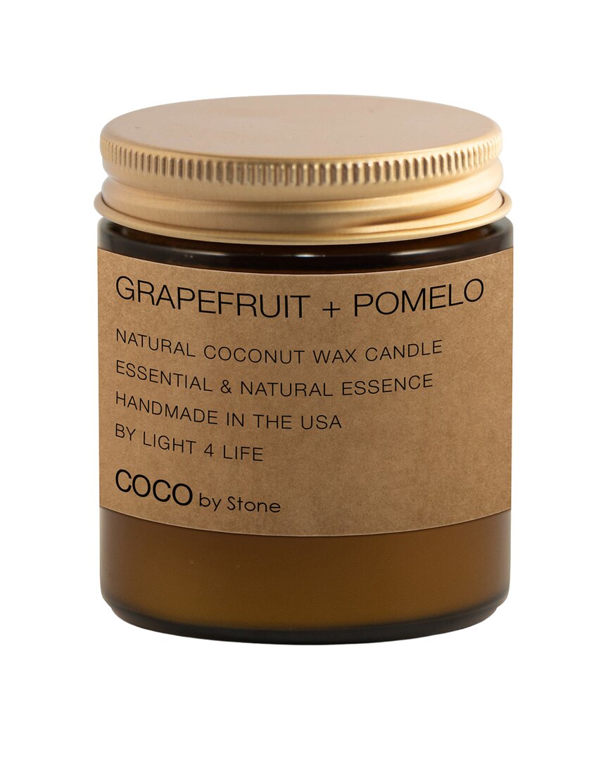 Coco By Stone Handmade 3.5oz Grapefruit + Pomelo Natural Coconut Apricot Wax Candle In Brown