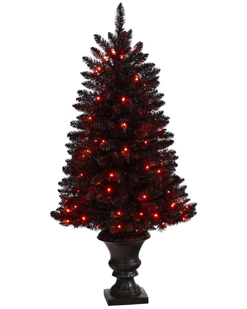 Nearly Natural 4ft. Black Halloween Artificial Christmas Tree In Urn In Black