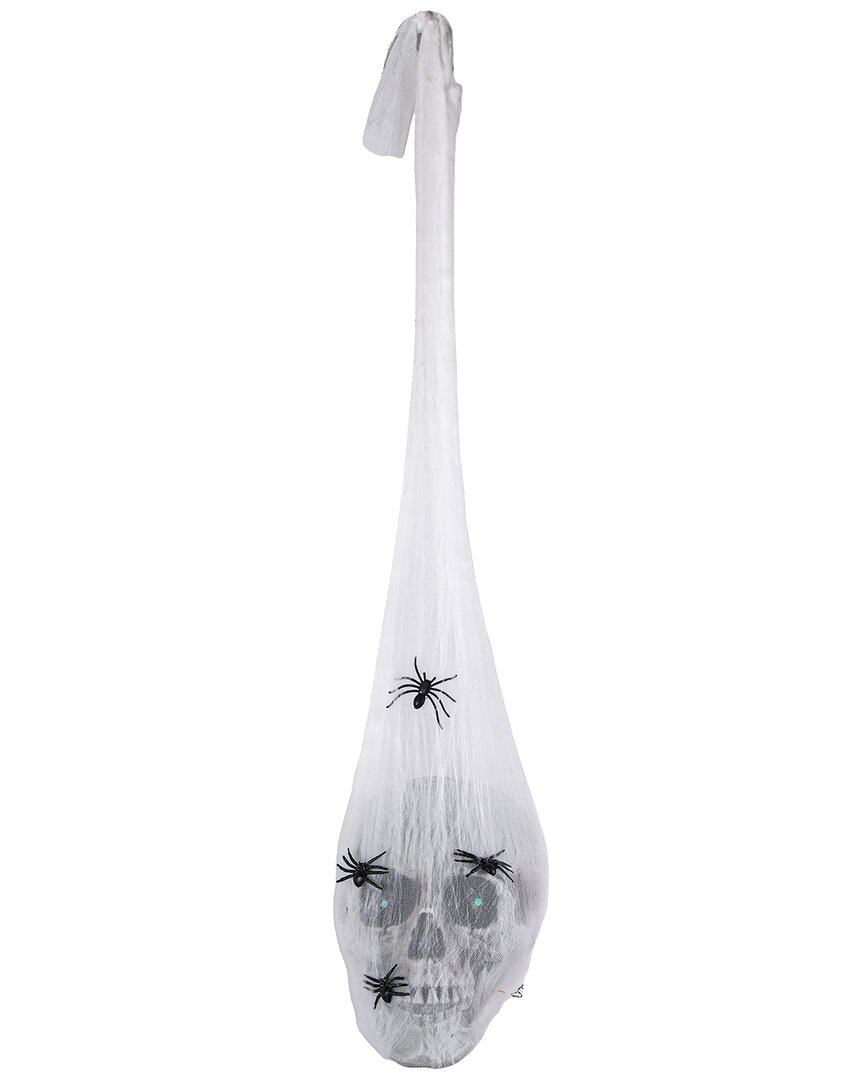 National Tree Company 27 Animated Halloween Hanging Skull Sound Activated Decor In White