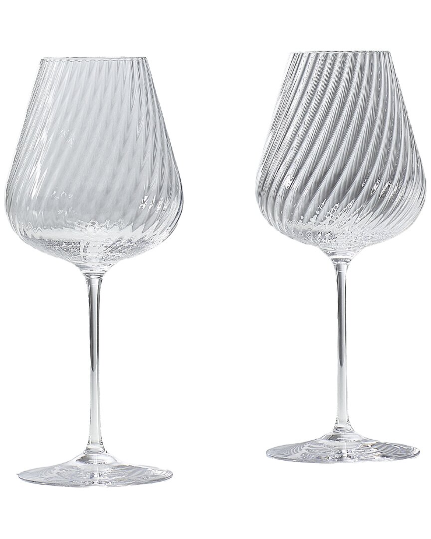 Wedgwood Set Of 2 Vera Wang Swirl White Wine Glasses In White