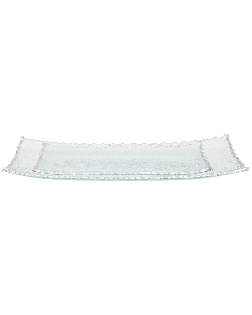 Godinger Tidal Platinum Platter Large In Clear