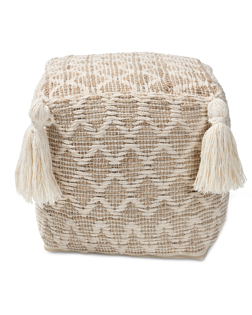 Baxton Studio Noland Hemp Pouf Ottoman