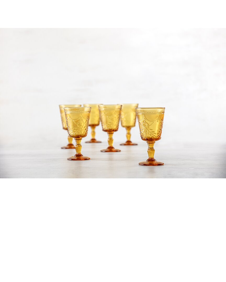 Fortessa Set Of 6 Debutante Glass Amber Goblets In Yellow