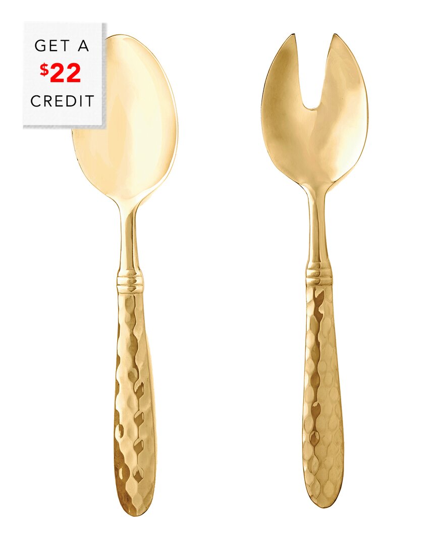 Vietri Martellato Salad Server Set In Gold