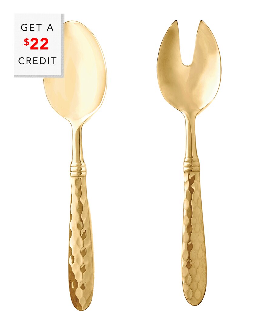 Shop Vietri Martellato Salad Server Set With $17 Credit In Gold