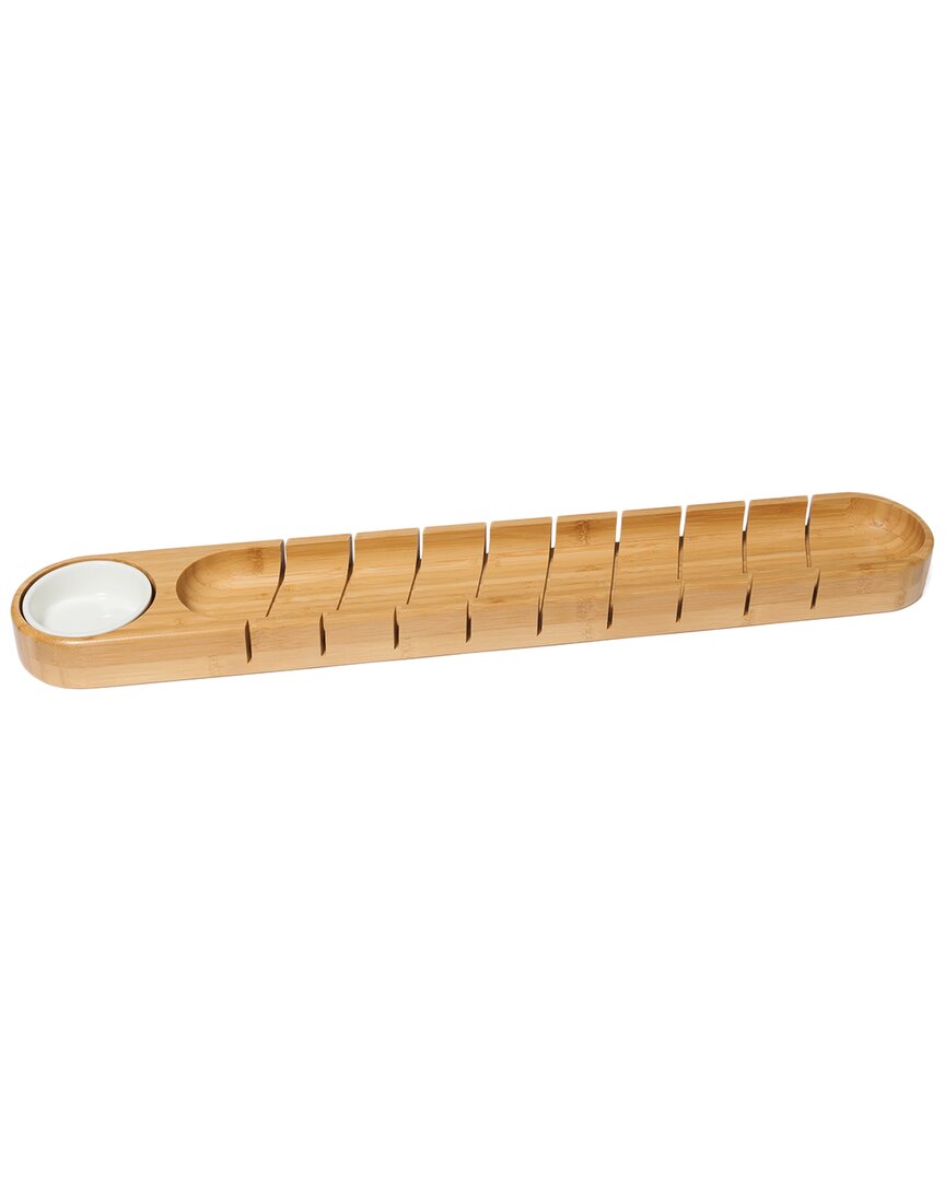 Lipper International Bamboo Bread Board With Ceramic Dip Bowl In Brown