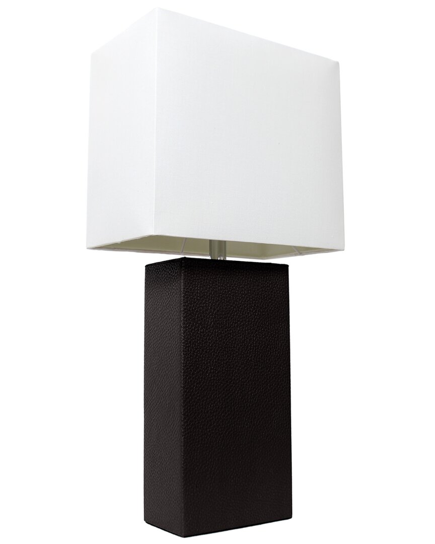Shop Lalia Home Lexington 21in Leather Base Modern Home Décor Bedside Table Lamp In Black