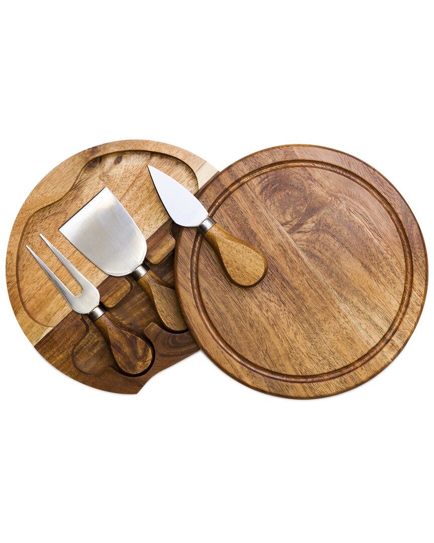 Toscana Acacia Brie Cheese Cutting Board & Tools Set In Brown