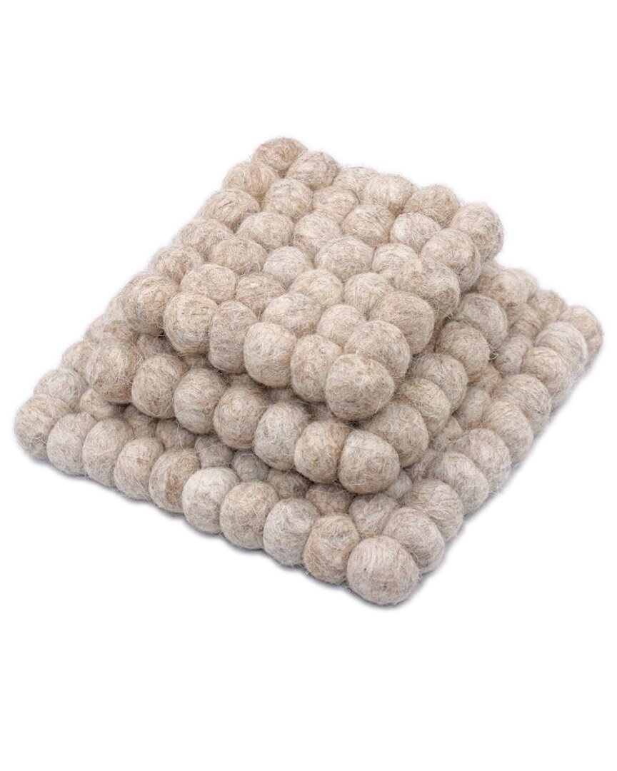 Bidkhome Plain Trivet Set Of 3 Beige Wool