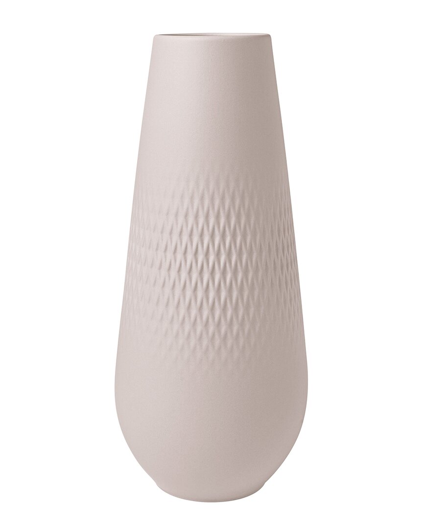 Villeroy & Boch Manufacture Collier Beige Tall Carre Vase In Gray