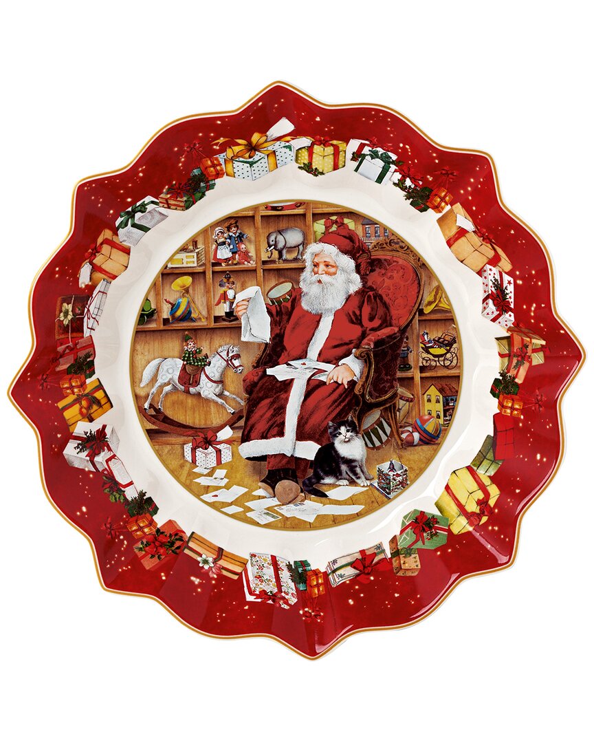 Villeroy & Boch Toy's Fantasy Large Round Bowl, Santa Reads Wish Lists In Multi