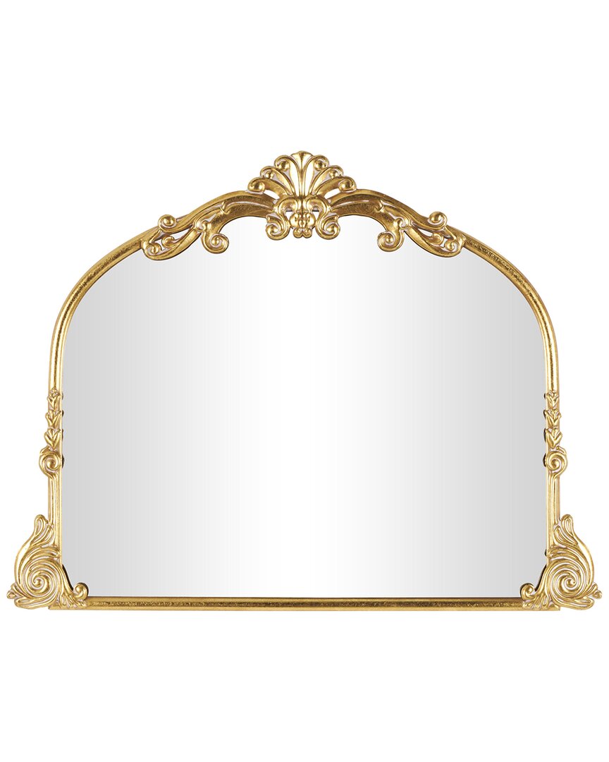 Peyton Lane Gold Metal Ornate Arched Baroque Wall Mirror In Gold