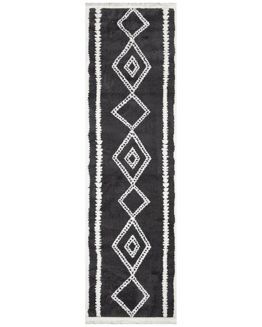 Ecarpet Monaco Contemporary Runner Rug In Black