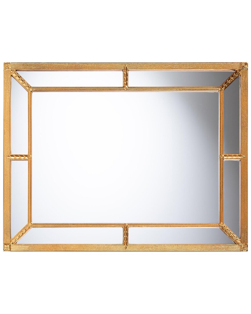 Baxton Studio Iskra Rectangular Mirror With Antique Goldleaf Frame In Multi