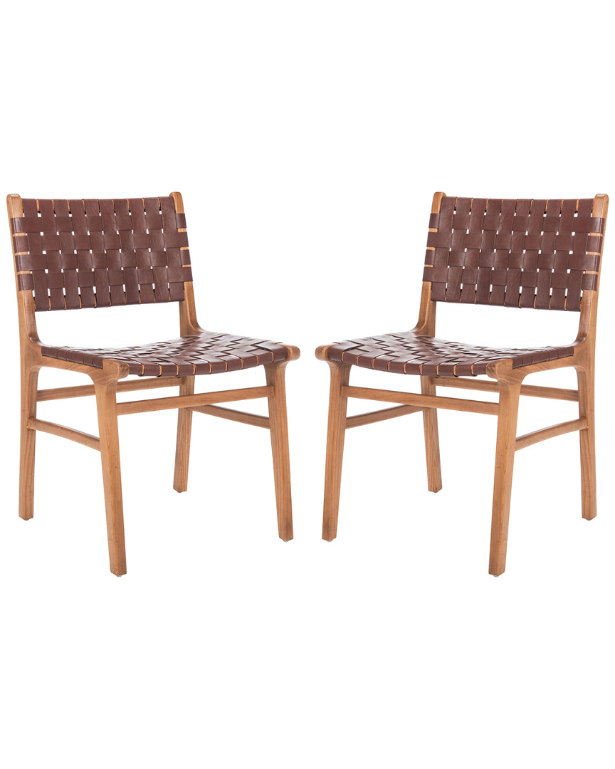 Safavieh Taika Woven Leather Dining Chair (set Of 2)