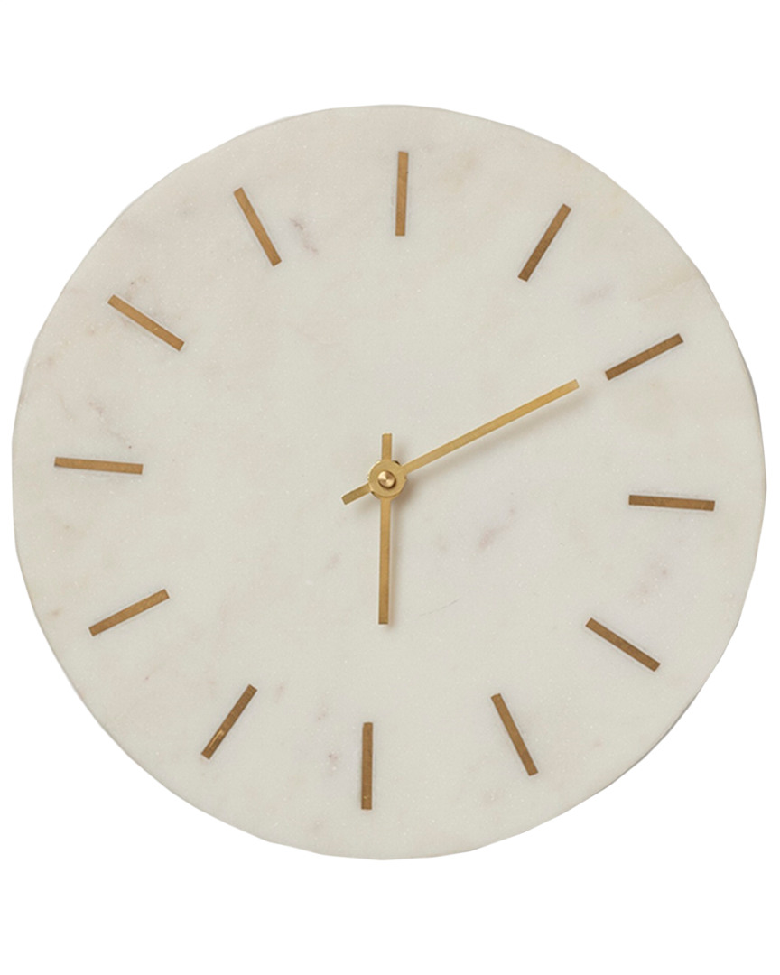 Shop Bidkhome Large Marble Wall Clock With Gold Inlay In White